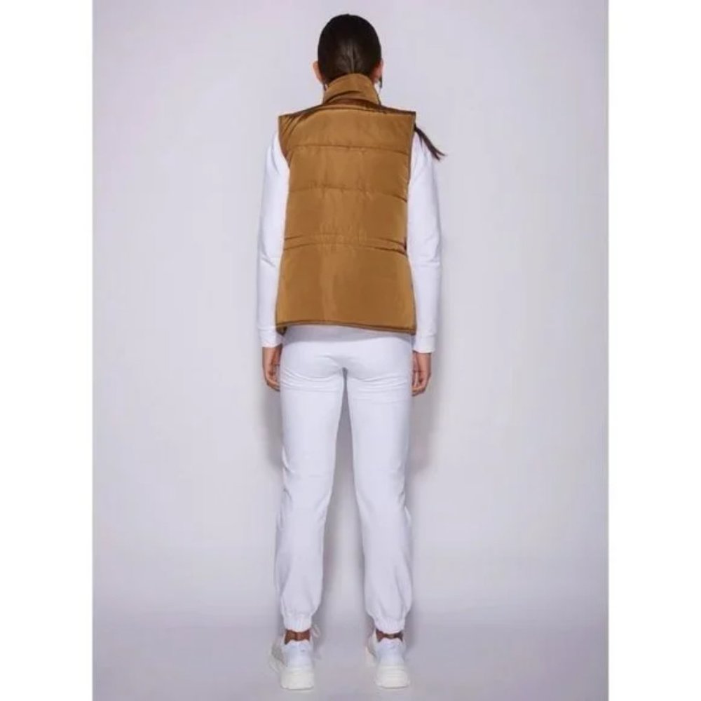 Sleeveless Collared Double Breasted Padded Puffer Vest Jacket Gilet - Picture 8 of 14